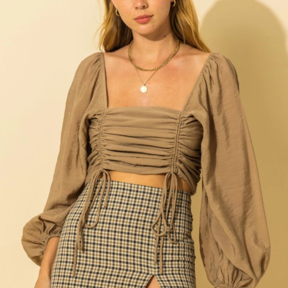 HYFVE Cropped Bishop Sleeve Top